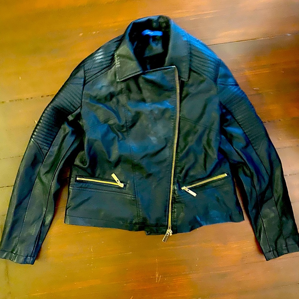 Black Imitation Leather coat